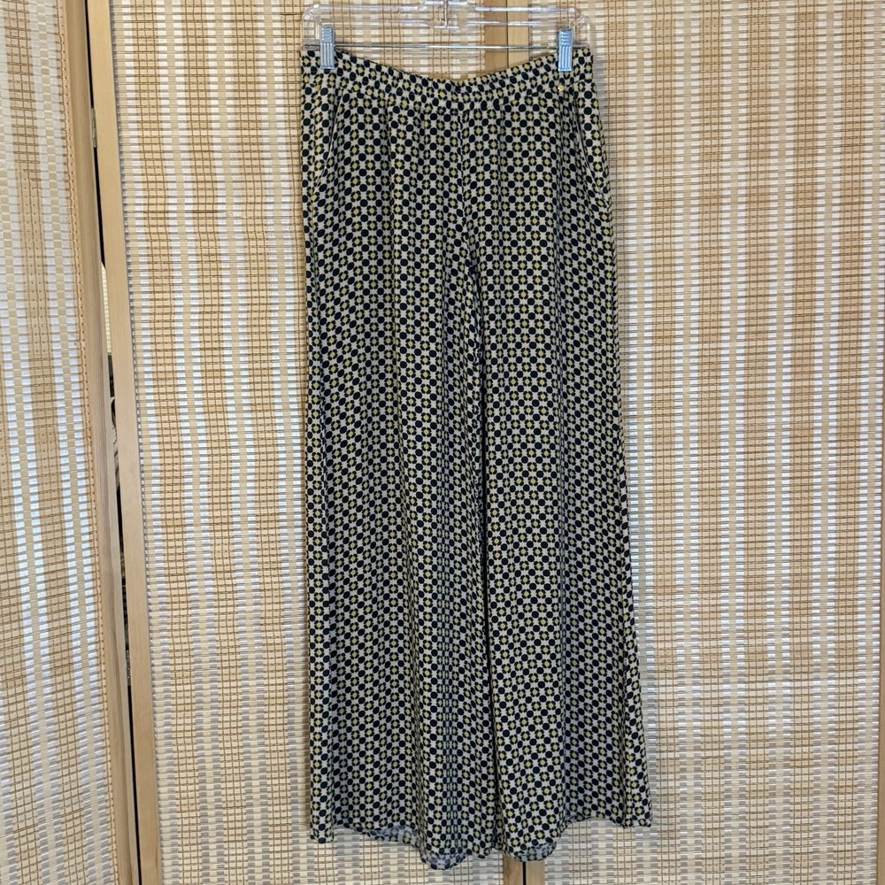 Harlyn Anthropologie Womens XS Pants Bell Bottom Geometric Pockets‎ Boho Hippie